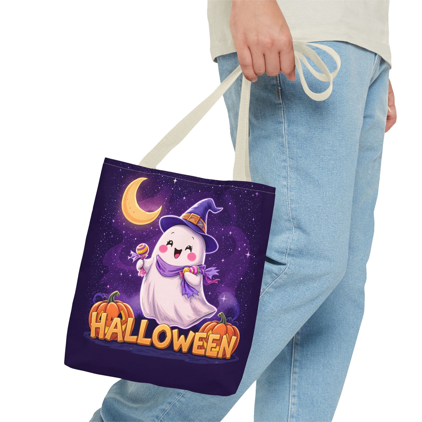 Halloween Ghost Tote Bag, Cute Halloween Bag, Trick or Treat Tote, Spooky Season Accessory, Pumpkin Spice Tote, Gift for Halloween Lovers