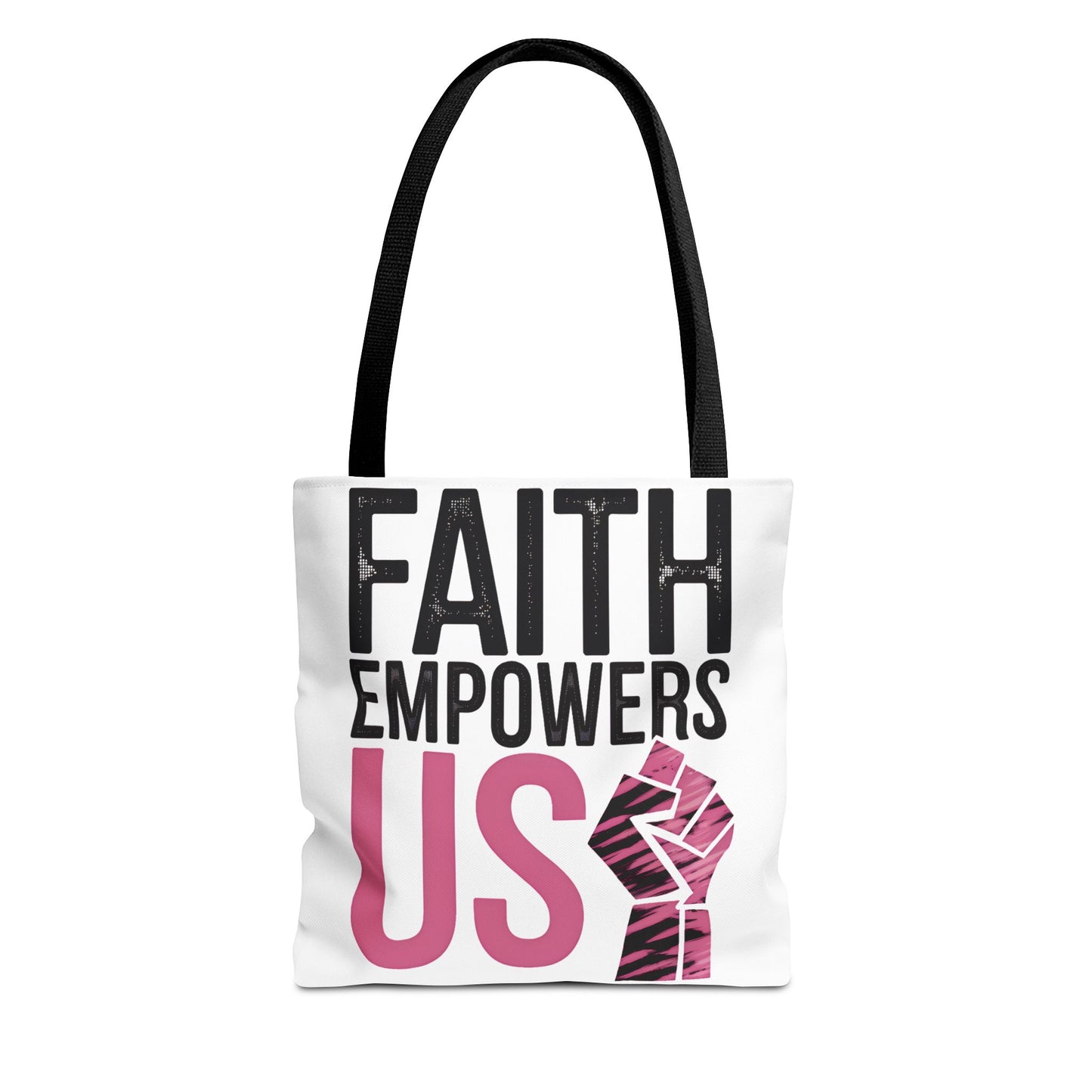 FAITH EMPOWERS US – Empowerment Tote Bag | Bold Christian Statement Bag | Feminine Faith Gift