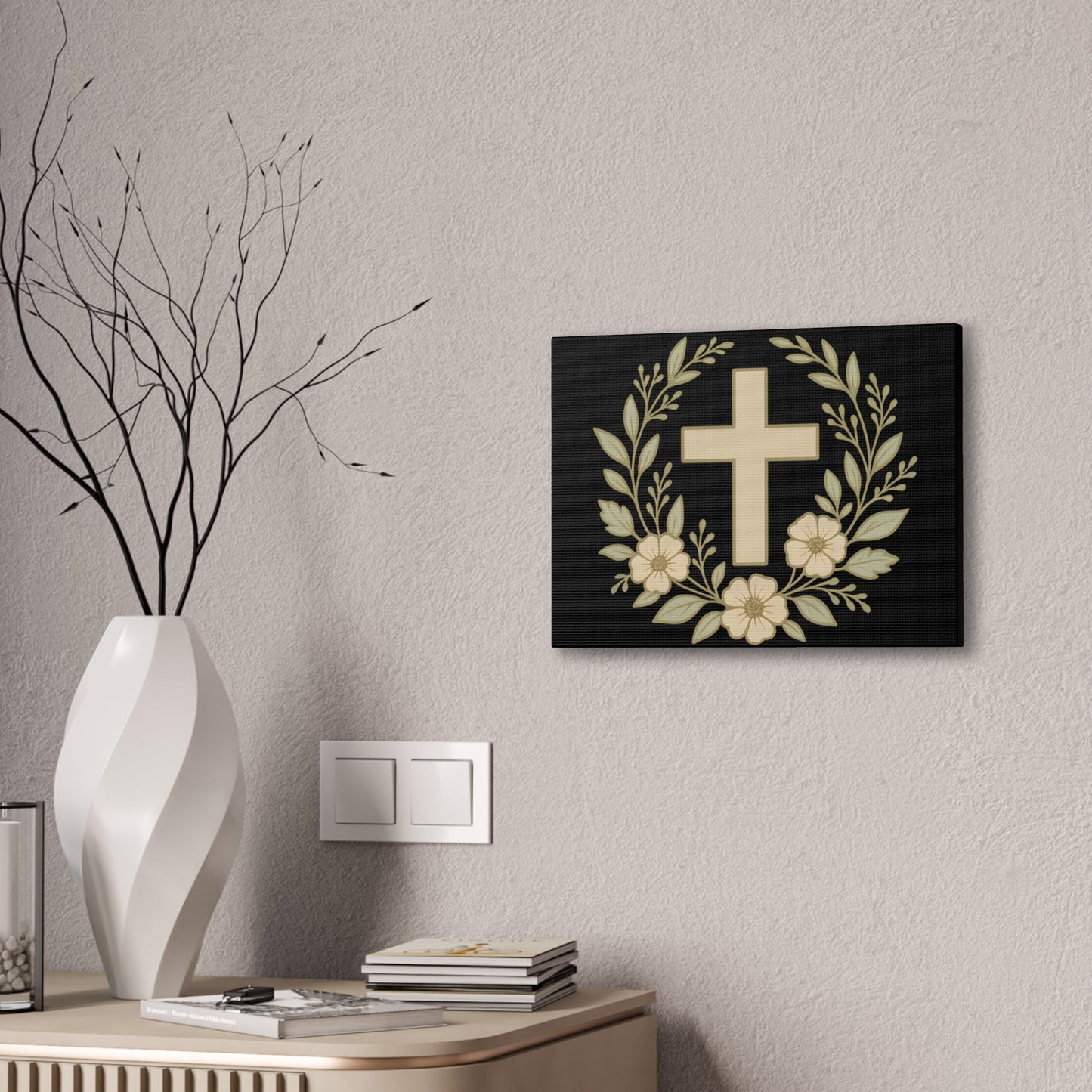 Christian Wall Art, Floral Cross Canvas, Home Decor, Religious Gift, Faith-Inspired Art, Inspirational Decoration