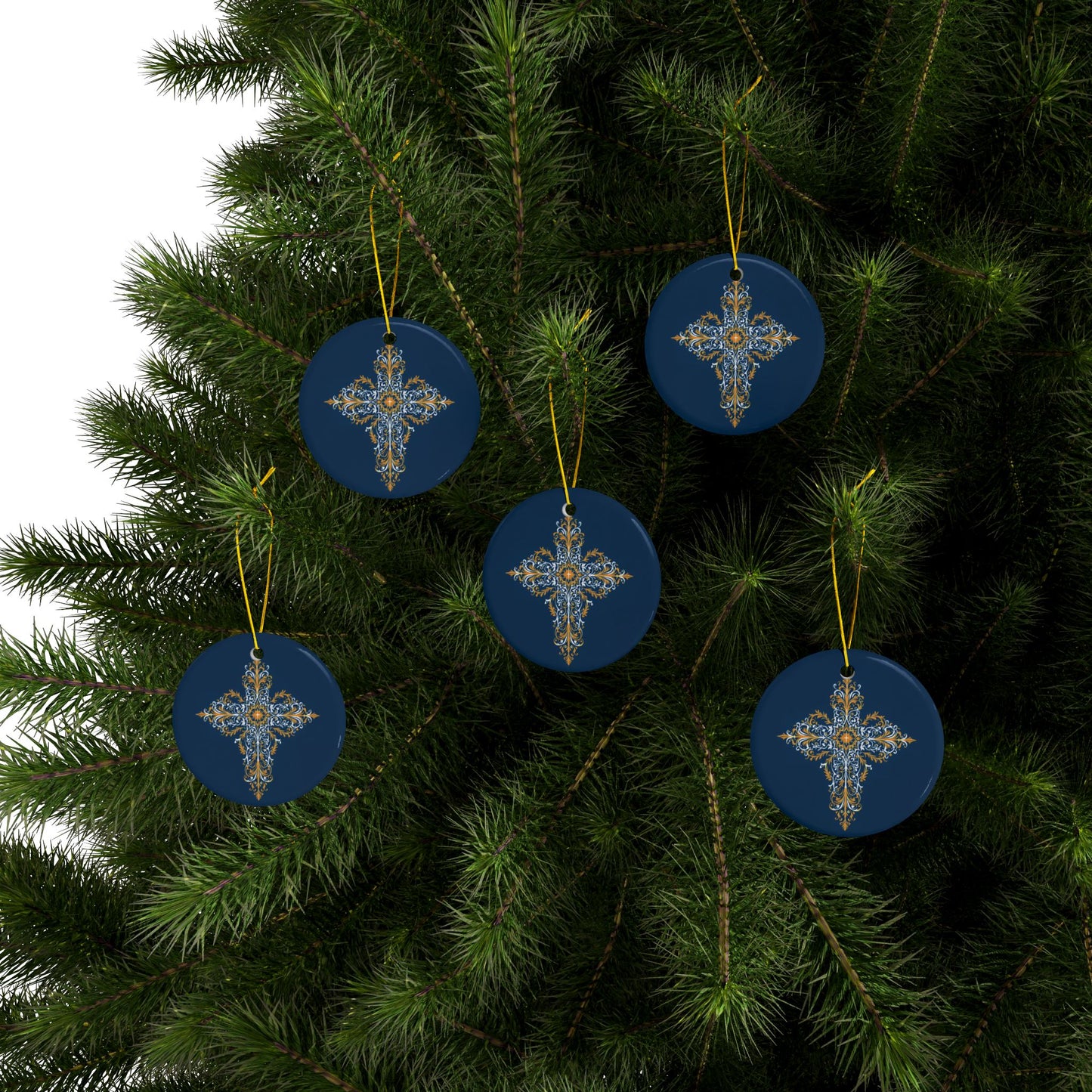 Elegant Cross Ceramic Ornaments, Set of 1/3/5/10