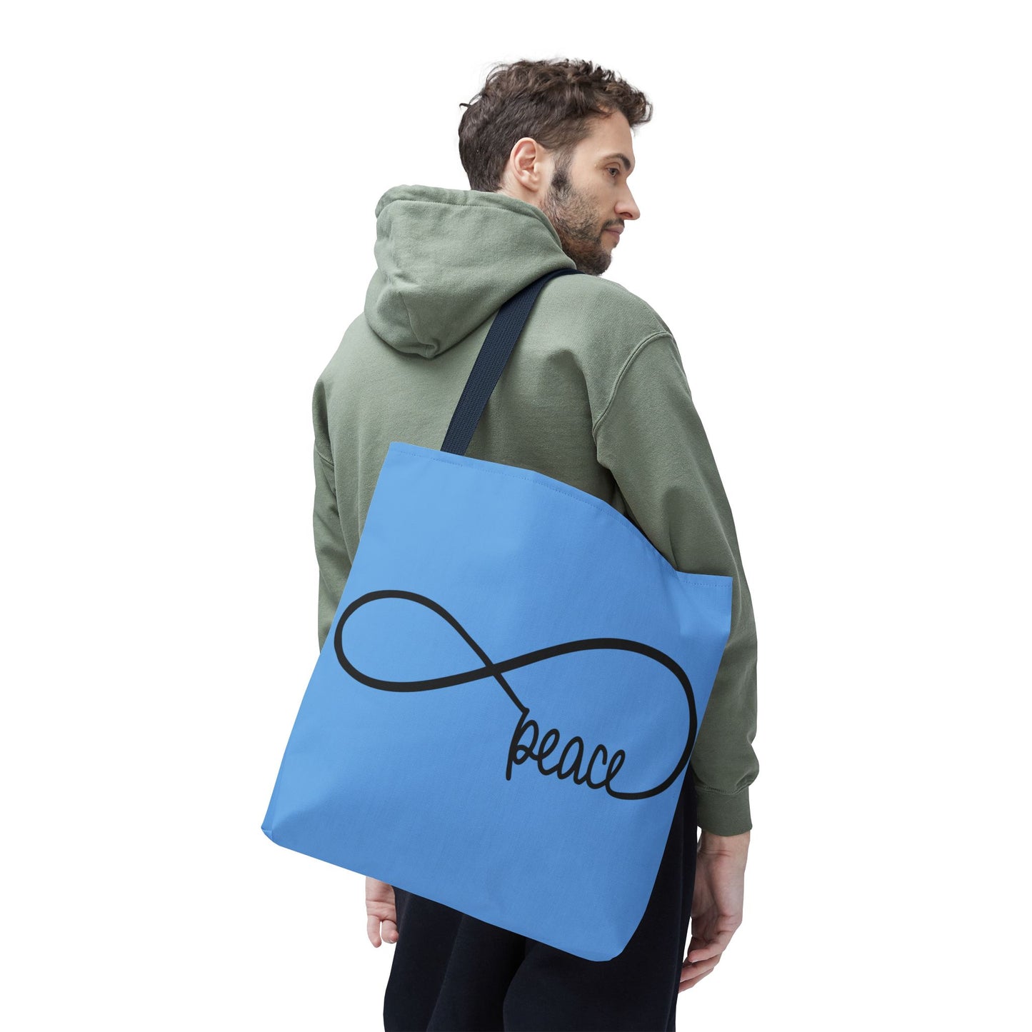 Blue Peace Infinity Tote Bag – Inspirational Double-Sided Print in 3 Sizes