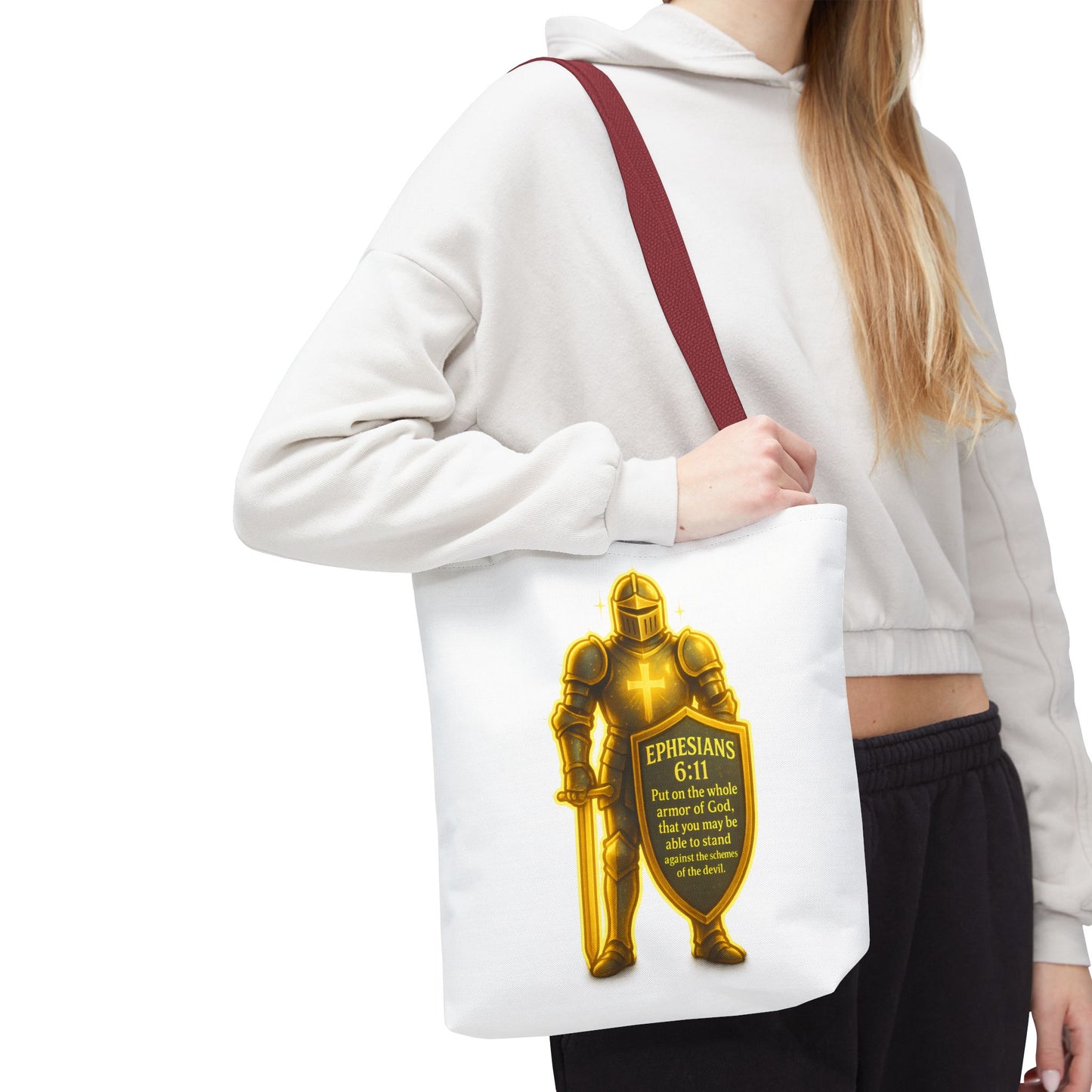 Armor Emblem Tote Bag – Ephesians 6:11 Christian Faith Tote