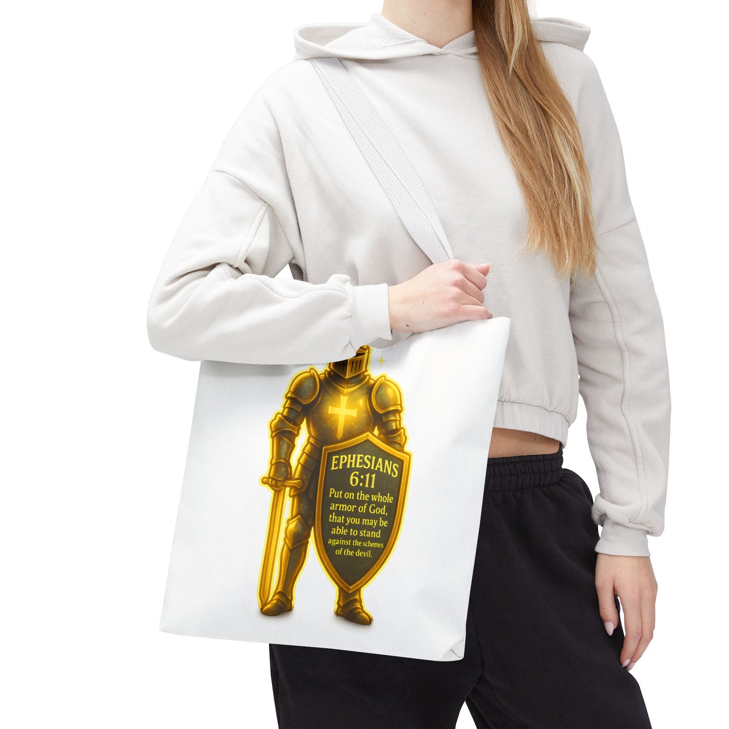 Armor Emblem Tote Bag – Ephesians 6:11 Christian Faith Tote