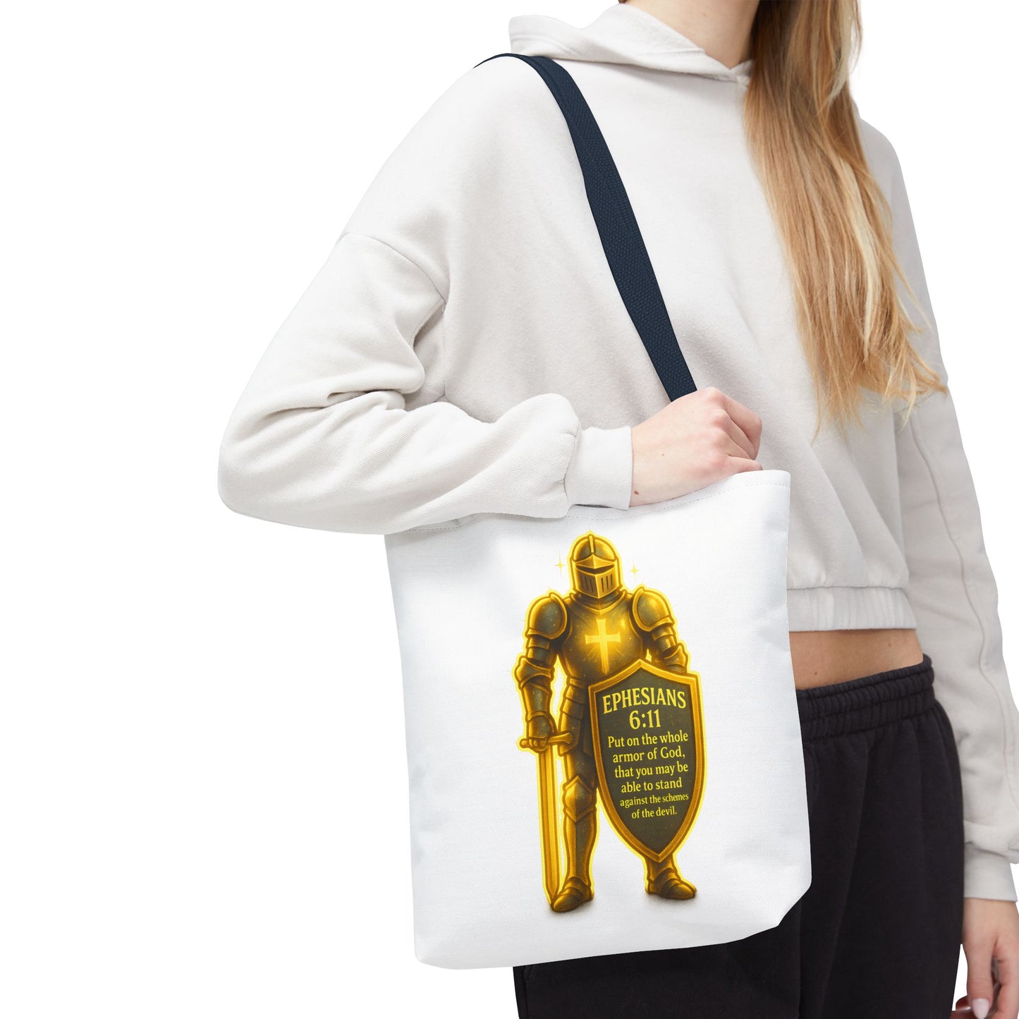 Armor Emblem Tote Bag – Ephesians 6:11 Christian Faith Tote
