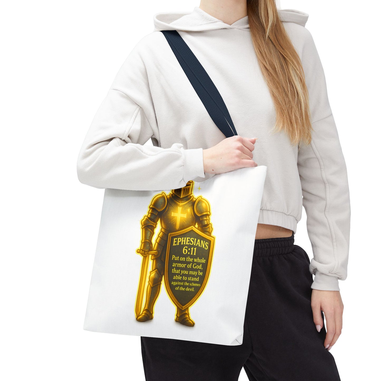 Armor Emblem Tote Bag – Ephesians 6:11 Christian Faith Tote