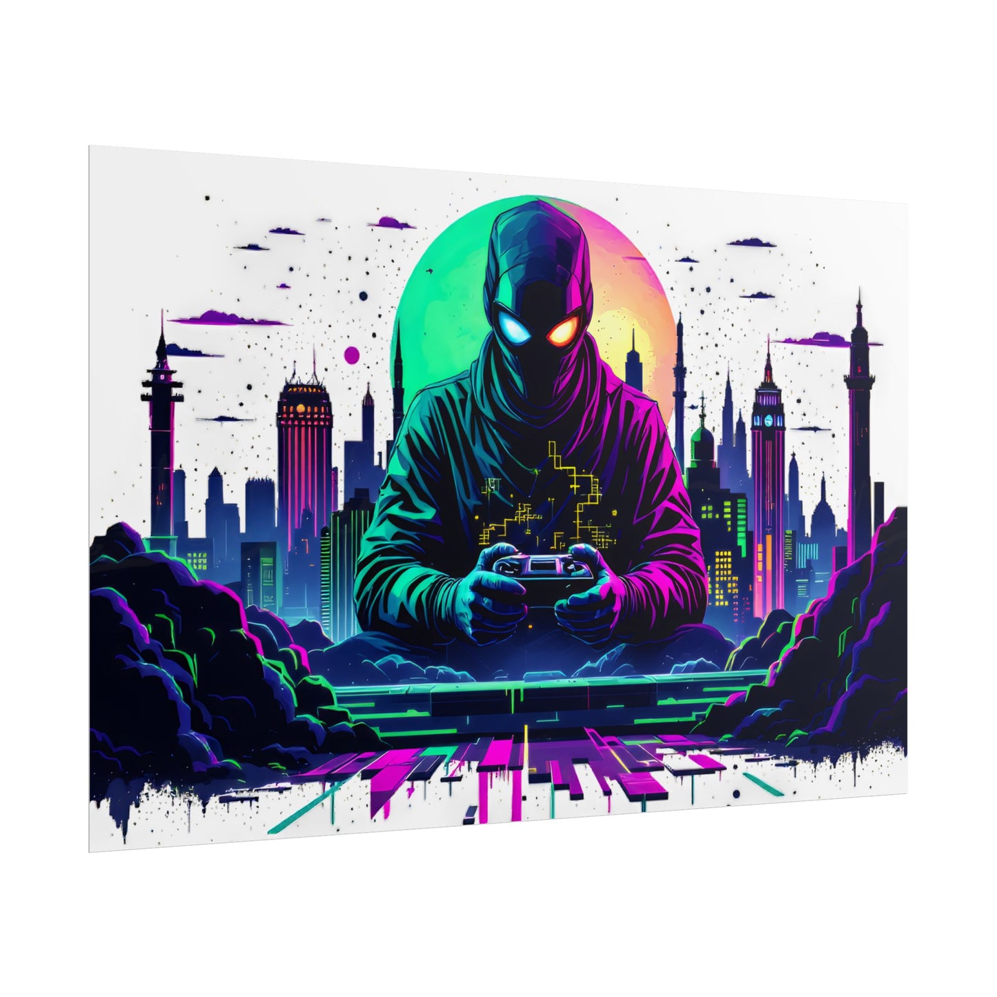 Gamer Cityscape Rolled Poster