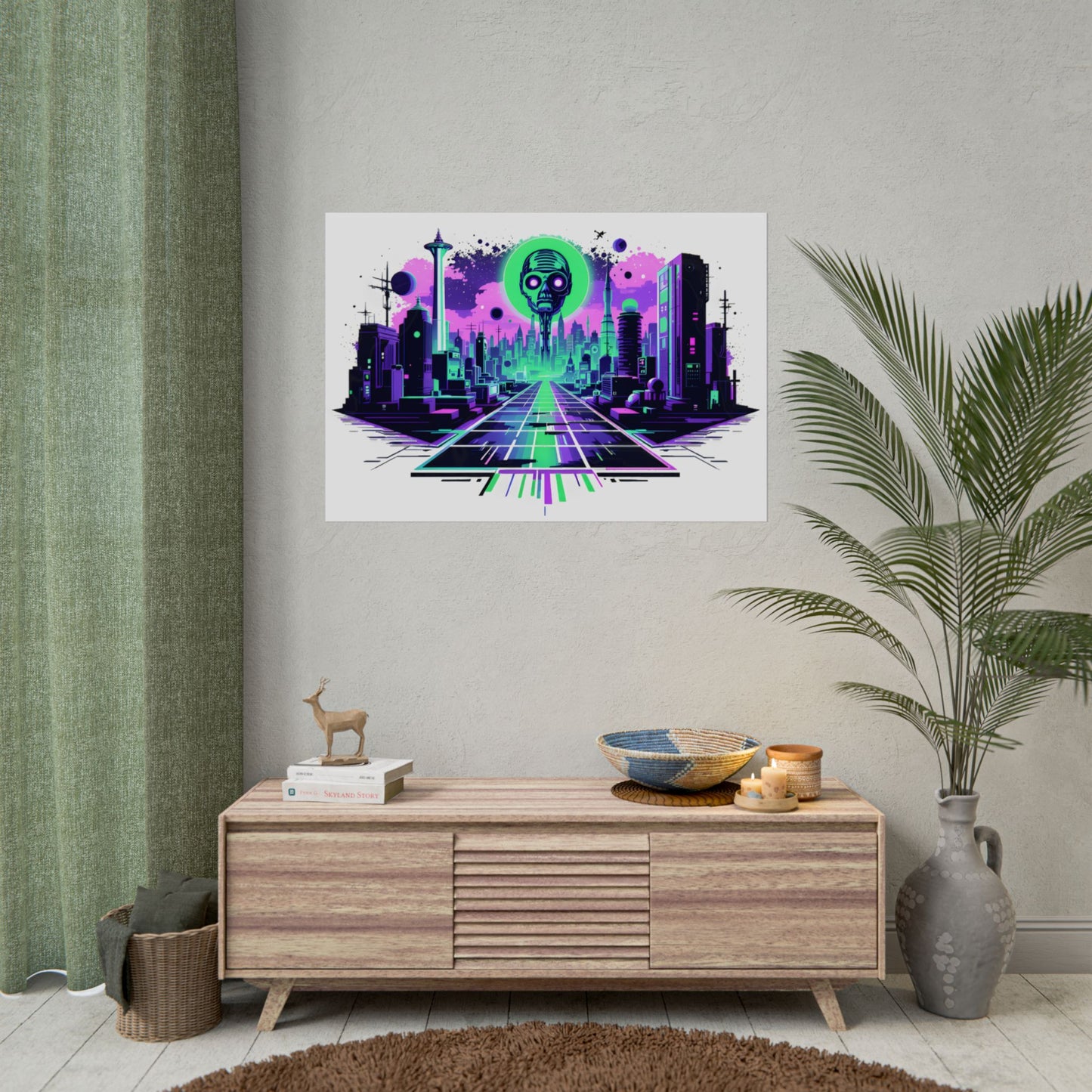 Futuristic Alien City Rolled Poster