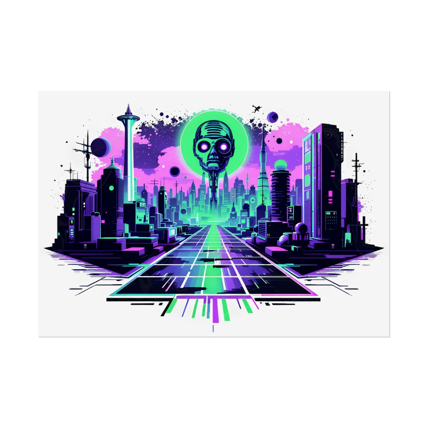 Futuristic Alien City Rolled Poster