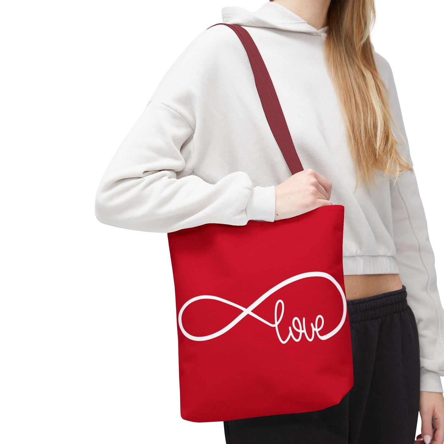 Red Love Infinity Symbol Tote Bag – Romantic Double-Sided Print in 3 Sizes