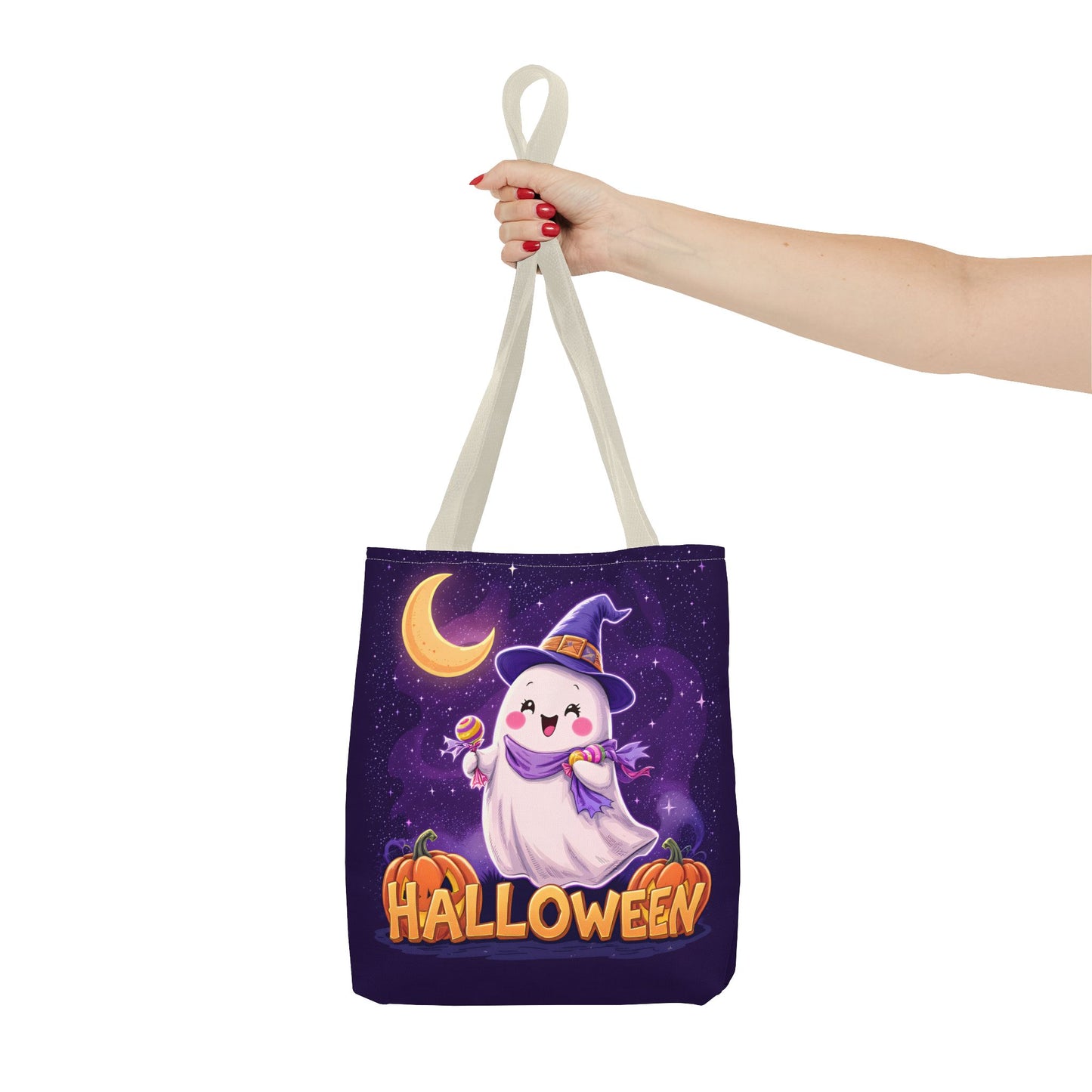 Halloween Ghost Tote Bag, Cute Halloween Bag, Trick or Treat Tote, Spooky Season Accessory, Pumpkin Spice Tote, Gift for Halloween Lovers