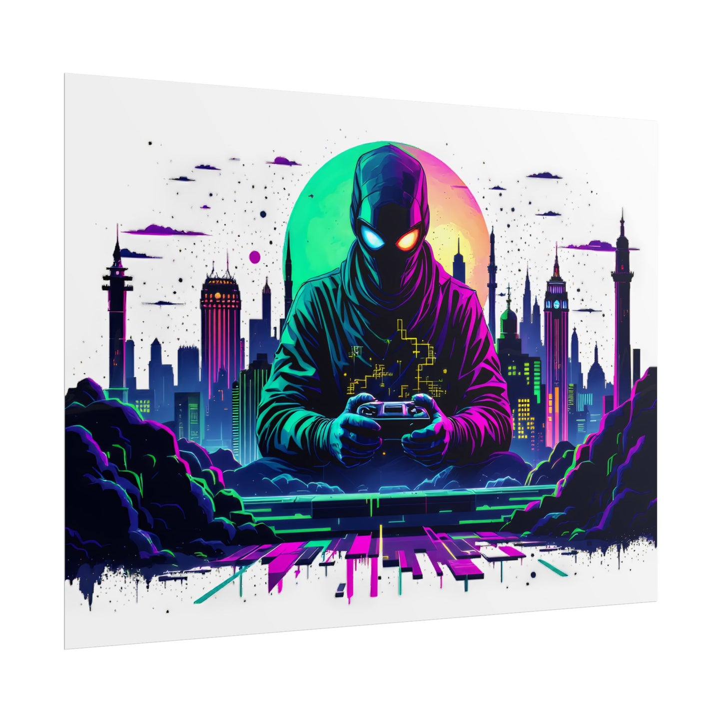 Gamer Cityscape Rolled Poster