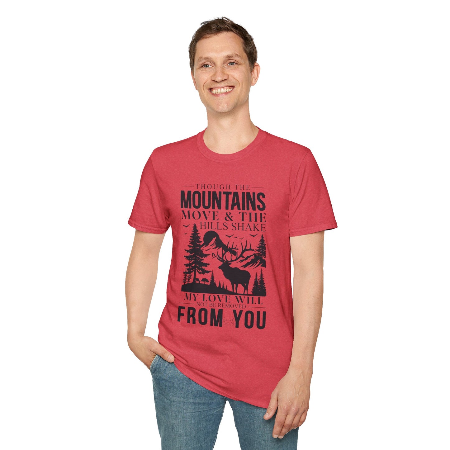 Isaiah 54:10 – Deer & Mountains T-Shirt - Bible Verse Tee