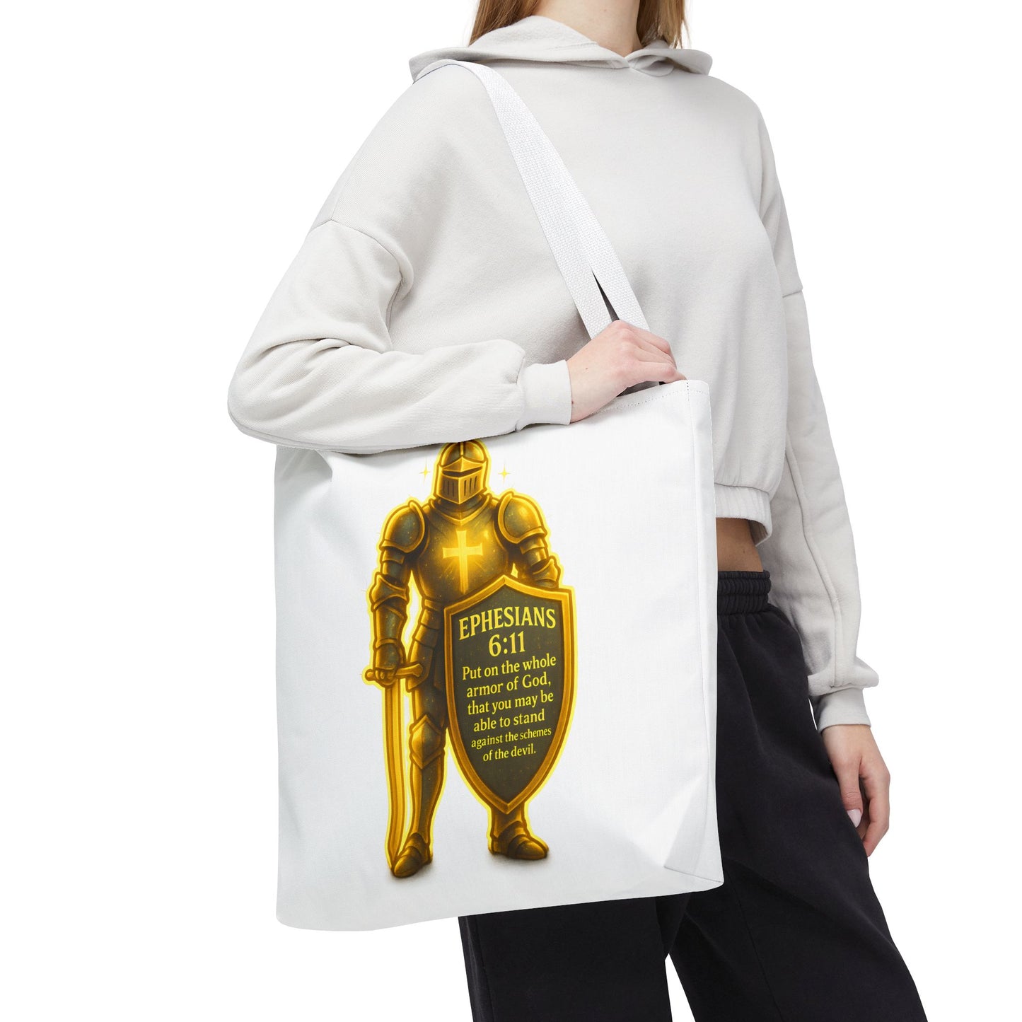 Armor Emblem Tote Bag – Ephesians 6:11 Christian Faith Tote