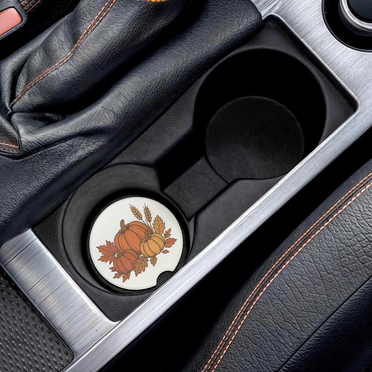 Autumn Pumpkin Soapstone Car Coaster, Fall Car Accessories, Thanksgiving Gift, Home Decor, Seasonal Coaster
